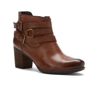 Josef Seibel Britney Brown Leather Ankle Boot with Brasstone Hardware  SZ 40/9.5